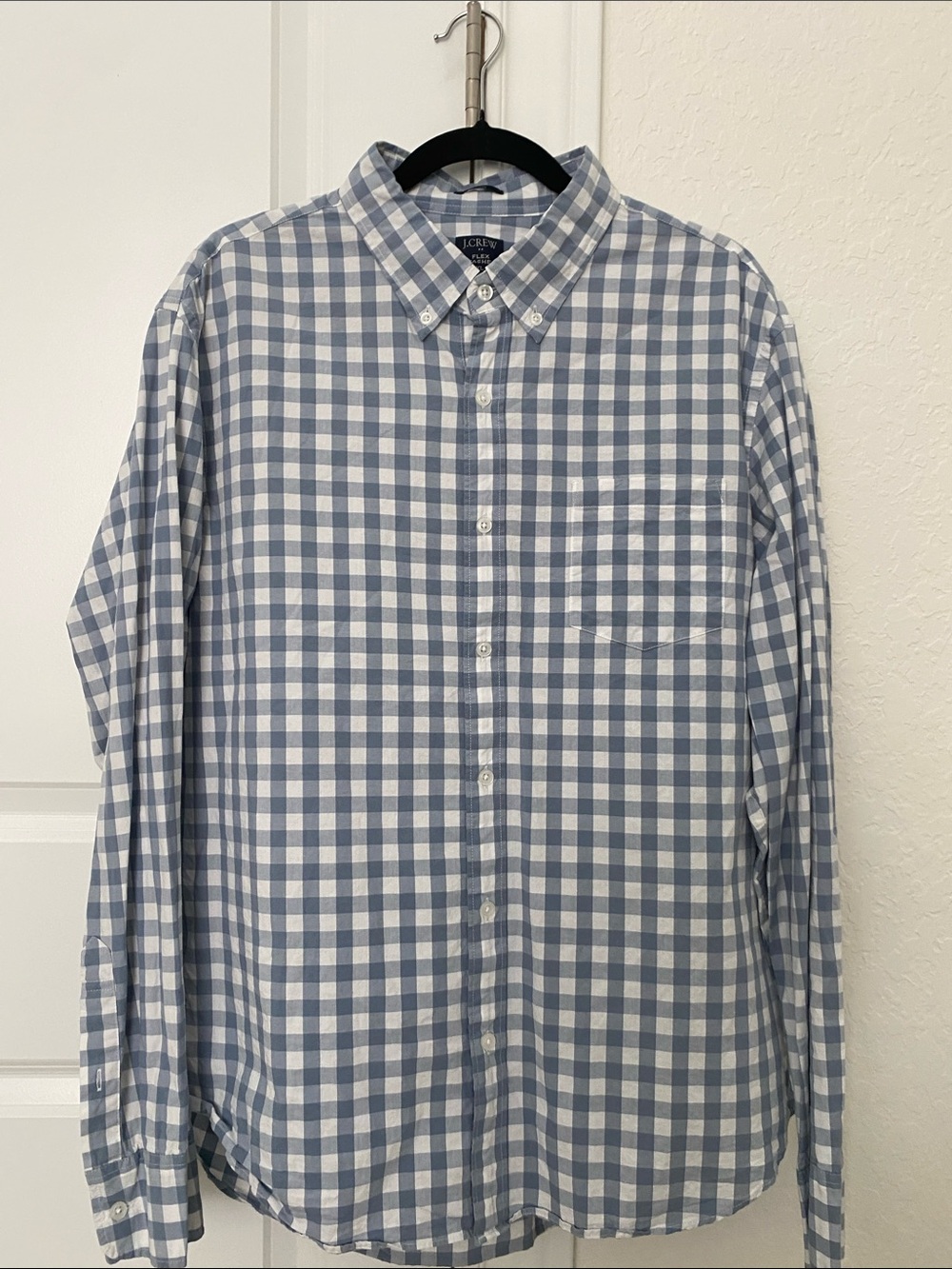 J. Crew Light Blue and White Gingham Button-Down Shirt